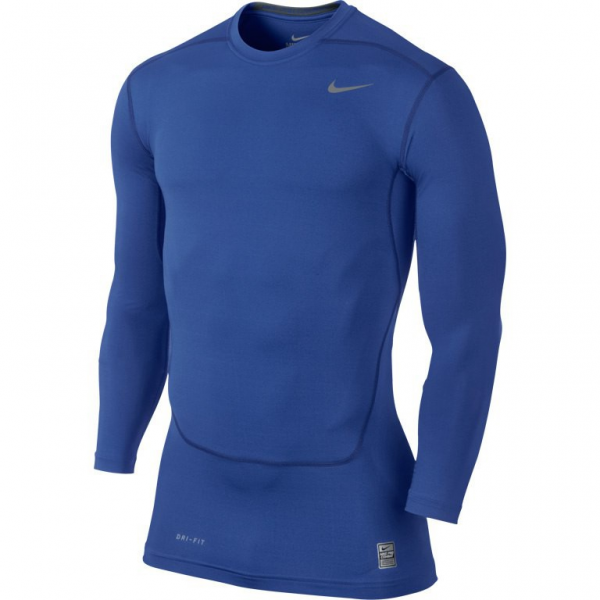 Nike Pro Combat Core LS Top Bleu Nike Pro Combat Core LS Top Bleu